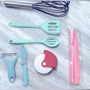 Kitchen Utensil Set with Red and Blue Accents